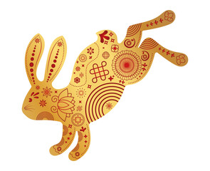 Cute bunny silhouette. Rabbit icon. Zodiac animals