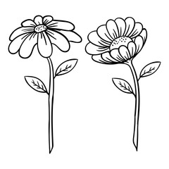 Cute flower vector. Suitable for nature icon or as kids coloring book.