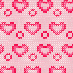 knitted patterns with hearts. Happy Valentine's Day. Fashion textile and fabric.Seamless valentine's day background