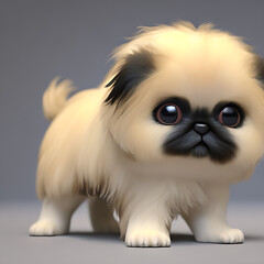 Obraz premium Generative AI Illustration of cute and adorable Pekingese, pup
