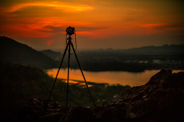 Natural background, high angle from the high mountains that can see the scenery around, the wind blows through the cool, blurred of traveling, the integrity of the moist forest.