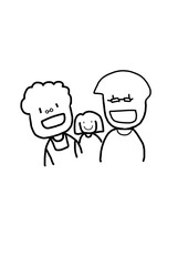 Obraz na płótnie Canvas Family cartoon drawing on white background