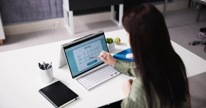 Businessperson Filling Online Survey Form