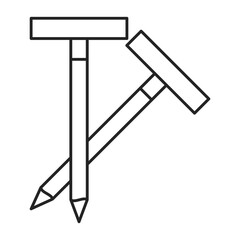 Nail icon vector isolated. Fix tool made of steel. Concept of house repair and construction. Metallic tool.