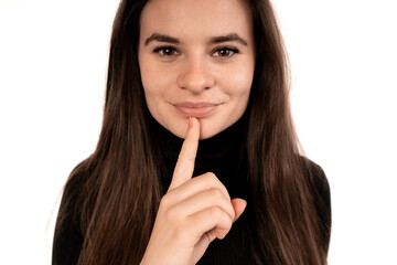 Naklejka premium beaufitul, gesture in sign language , Sign Language is a visual means of communicating using gestures, facial expression, and body language. Sign Language is used mainly people with hearing loss