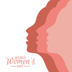 World Women's Day vector design with different color women's silhouette