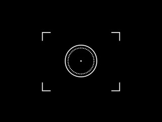 Vector illustration target aim, focus icon, camera frame or photo viewfinder screen line symbol at dark background