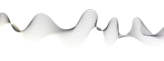 Abstract wavy grey blend liens technology abstract lines on white background. Abstract wave white paper background.  Digital frequency track equalizer. Banner design background.