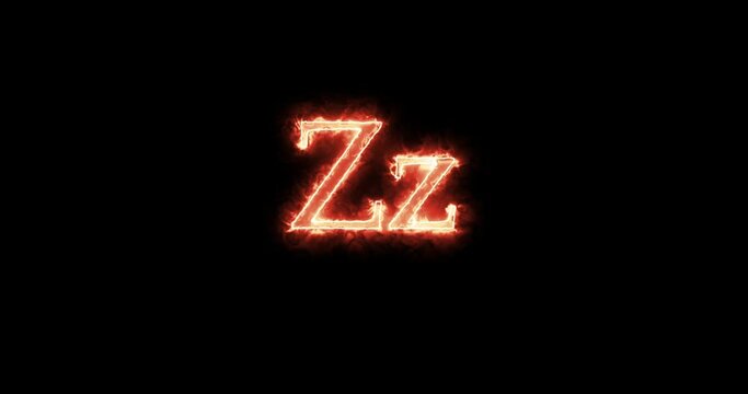 Zz Letter burning written with fire. Loop