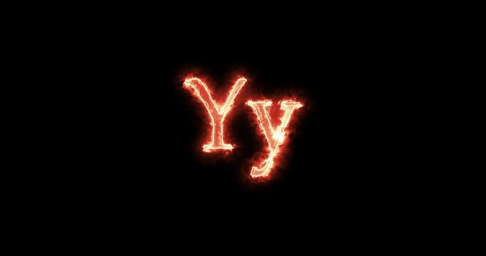 Yy Letter burning written with fire. Loop