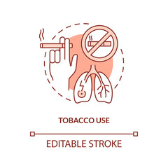 Tobacco use red concept icon. Unhealthy habit. Chronic disease risk factor abstract idea thin line illustration. Isolated outline drawing. Editable stroke. Arial, Myriad Pro-Bold fonts used