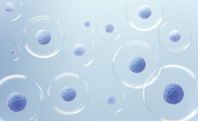 3d rendering of Human cell or Embryonic stem cell microscope background. © Anusorn