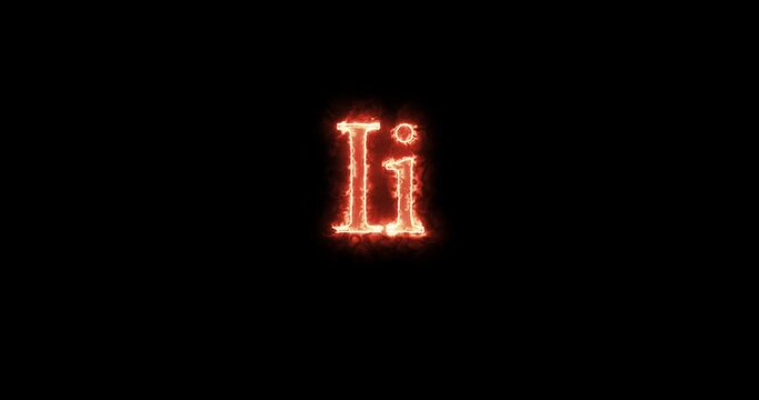 Ii Letter burning written with fire. Loop