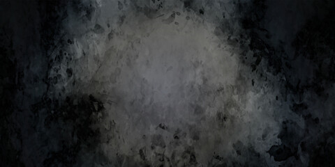 Black and dark grey grainy stone and concrete wall texture background. Panorama dark grey black slate background and texture. Old grunge Wall concrete texture background.