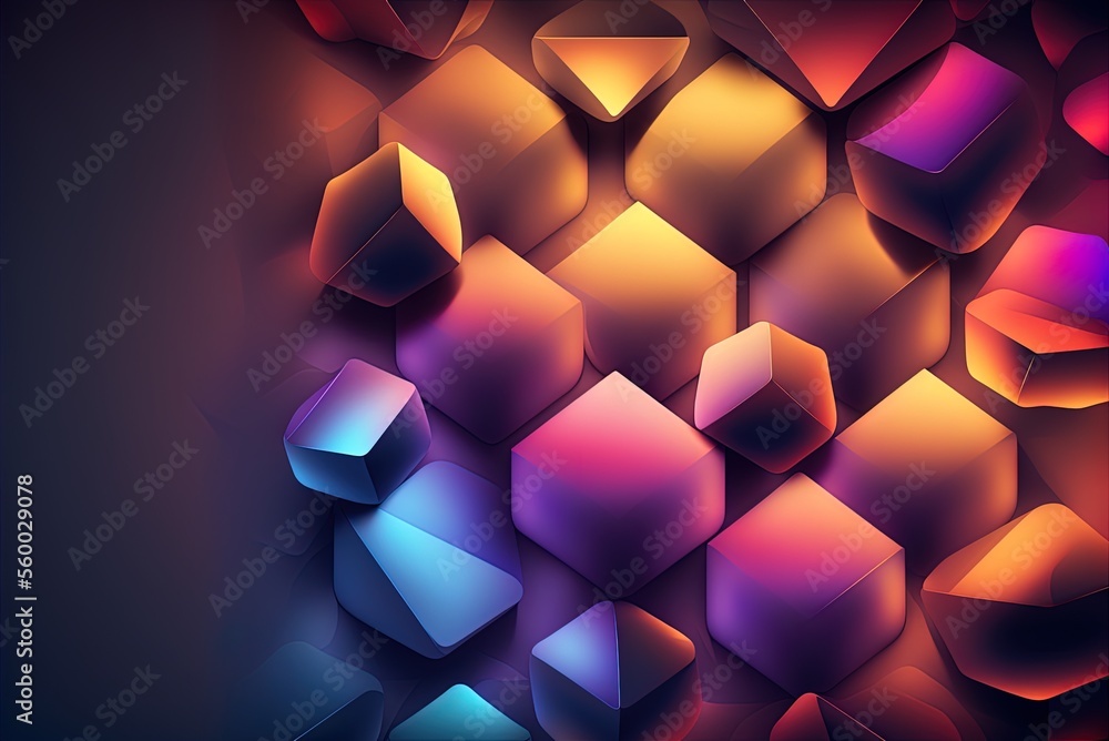 Aufkleber background with gradient geometric glow-in-the-dark shapes 1. generative ai