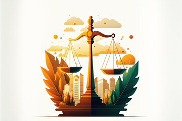 Scales of justice illustration. white background - obrazy, fototapety, plakaty