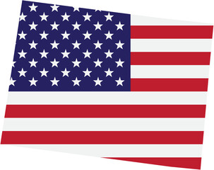 Naklejka premium outline drawing of wyoming state map on usa flag.