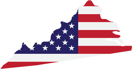 outline drawing of virginia state map on usa flag.