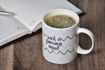 Black coffee mug on table