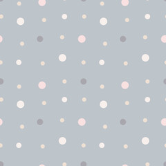 Seamless vector pattern with polka dots. Small repeating pattern on a light gray pastel background