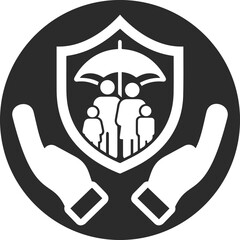 Life insurance icon, health insurance icon black vector