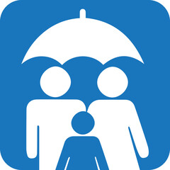 Life insurance icon, health insurance icon blue vector