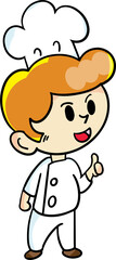 The chef cartoon character  drawing design for food concept.