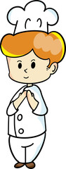 The chef cartoon character  drawing design for food concept.