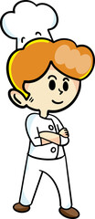 The chef cartoon character  drawing design for food concept.