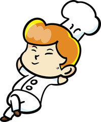 The chef cartoon character  drawing design for food concept.