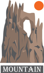 Mountain icon, mount hill icon vector