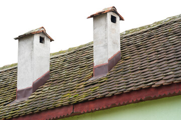 brick chimney at a house in the mountainous countryside. detail.