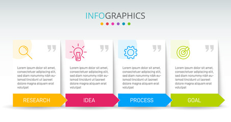 Vertical infographic design with icons and 4 options or steps. Thin line. Infographics business concept. Can be used for info graphics, flow charts, presentations, mobile web sites, printed materials.