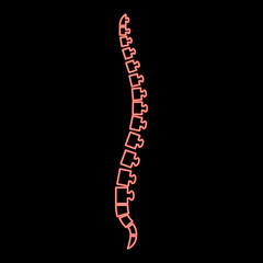 Neon spine human Spinal Lateral view Vertebras Dorsal vertebrae red color vector illustration image flat style