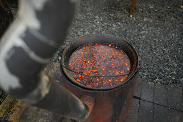 Fototapeta na wymiar traditional Romanian food cooked in a cauldron. detail.