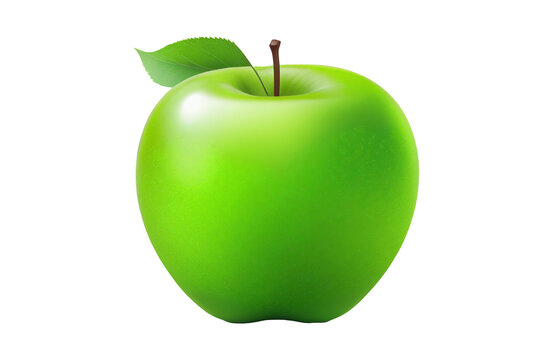 Green apple cut out and isolated on a white background, a fruit which has nutrition health benefits, computer Generative AI stock png illustration isolated on a transparent background