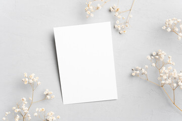 Blank wedding invitation or greeting card mockup