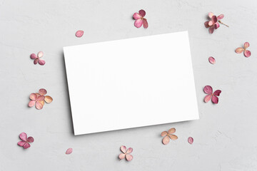 Blank invitation or greeting card mockup