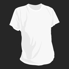 White men t-shirt on a black background, casual wear, vector illustration