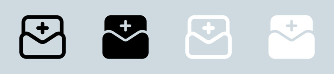 Invite icon set in black and white. Request signs vector illustration.