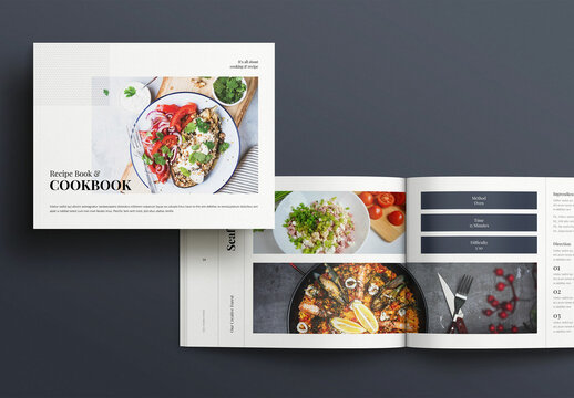 Cookbook Recipe Book Brochure Template Landscape