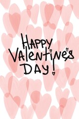 Happy Valentine's Day hand drawn postcard