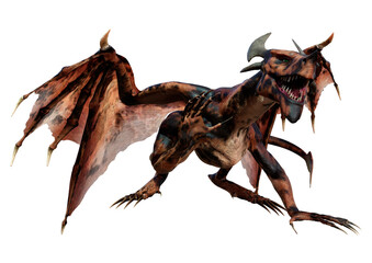 3D Rendering Fairy Tale Dragon on White
