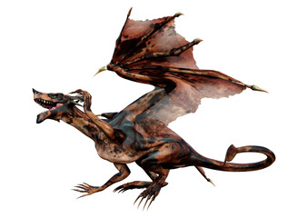 Fototapeta premium 3D Rendering Fairy Tale Dragon on White