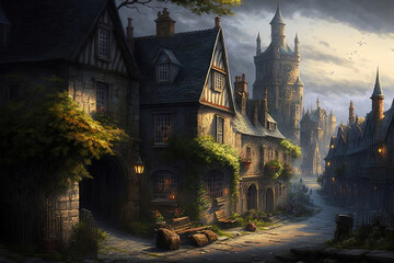 Obraz premium celtic town themed illustration