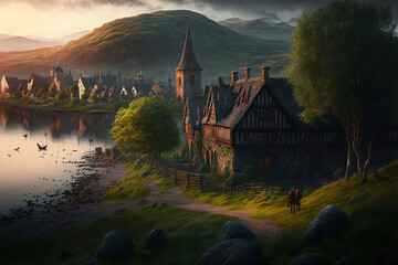 celtic town themed illustration