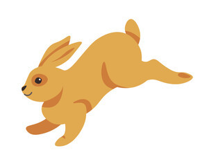 Leaping rabbit, running and jumping hare animal