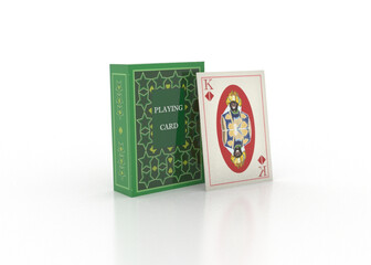 Opakowanie z talią kart i karta króla serca - mokuap 3d - obrazy, fototapety, plakaty