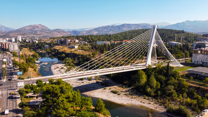 Aerial drone view of Podgorica, Montenegro
