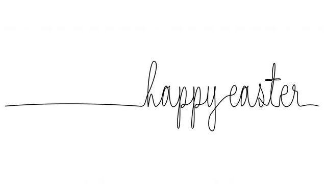 animated continuous single line drawing of text HAPPY EASTER, line art animation